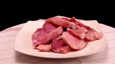 Pork slices Stock Footage 32525409