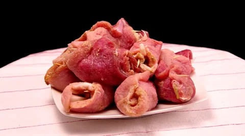 Pork slices stuffed Stock Footage 32525479