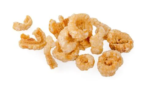 Pork snack or Pork scratching leather lean pork fried crispy and blistered is Foto stock