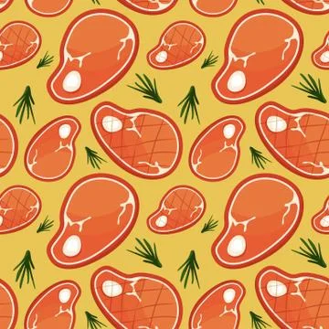 Pork steak barbecue seamless pattern Stock Illustration