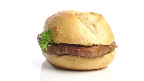 Pork Steak in a Bun Stock Footage 272151184