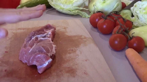 Pork steak demonstration Stock Footage 46741508