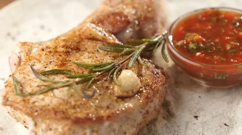 Pork steak 스톡 동영상 54232500