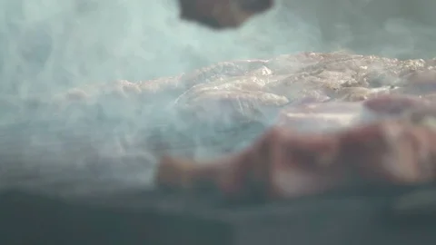 Pork steak on the grill Stock Footage 95078813