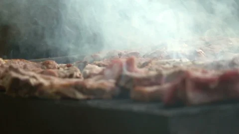 Pork steak on the grill Stock Footage 95078821