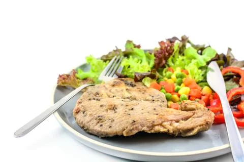 Pork steak with vegetable 写真素材