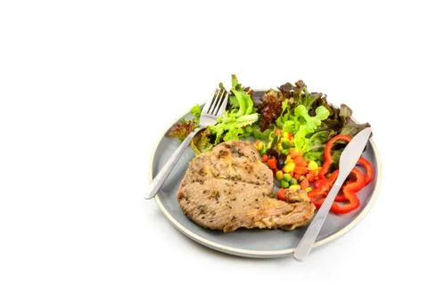 Pork steak with vegetable Fotos Stock