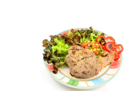 Pork steak with vegetable Stock Photos