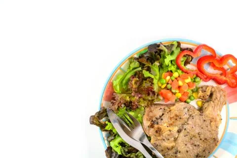 Pork steak with vegetable 写真素材