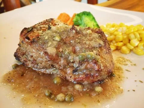 Pork Steak With Vegetables. Stock Photos