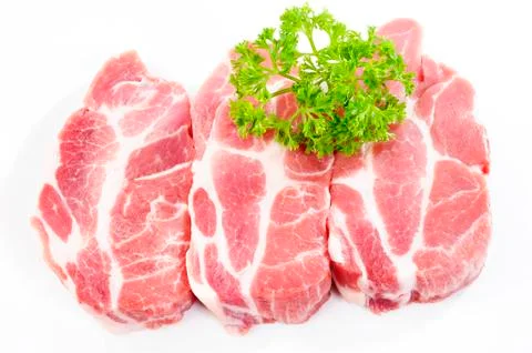 Pork steak on white background Stock Photos