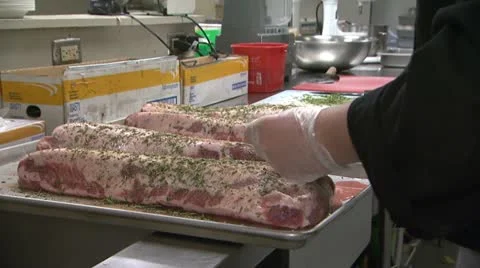 Pork Tenderloin Preparation Stock Footage 22041417