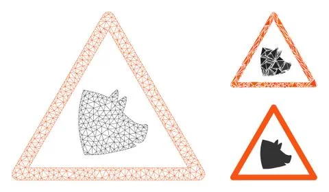 Pork Warning Vector Mesh 2D Model and Triangle Mosaic Icon Illustrazione stock