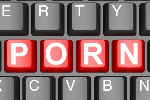 Porn button on modern computer keyboard Stock Illustration