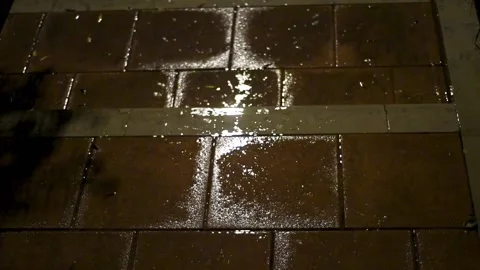 Porphyry Floor In The Rain with lightning Stock Footage 136102148
