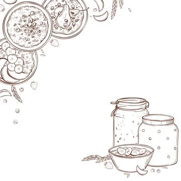 Porridge set. Vector background. Stock Illustration