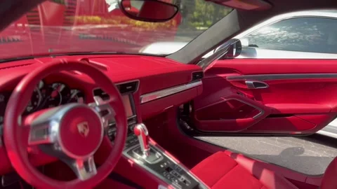 Porsche 911 Red Interior Stock Footage 204096755