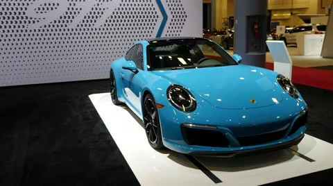Porsche Carrera S on display during the Miami International Auto Show Stock Footage 68723641