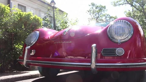 Porsche Low angle Sunflare focus Stock Footage 80538348
