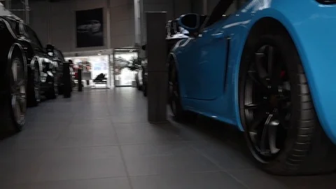 Porsche  in show room Stock Footage 114708613