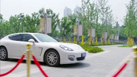 Porsche slowly stop Stock Footage 235267162