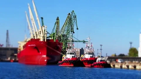 Port activity in seaport Varna Stock Footage 80934404
