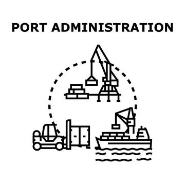 Port administration managing logistics for global shipping industry Stock Illustration