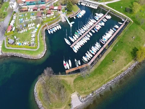 Port and boats - Como Lake - Summer in Dervio Stock Footage 74072753