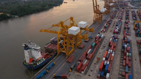 Port and city development Stock Footage 128309989