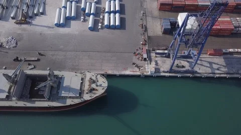 Port and ship cargo Video stock 94038416