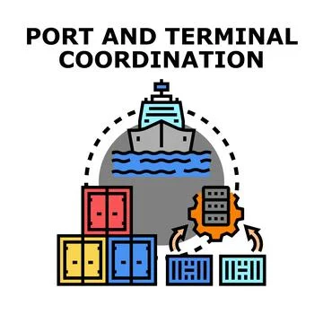 Port and terminal logistics coordination system Illustrazione stock