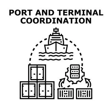 Port and terminal logistics coordination system Stock Illustration