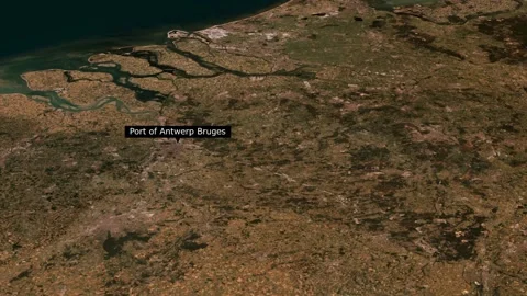 Port Of Antwerp Bruges Location Map Belgium Animation Stock Footage 344893306