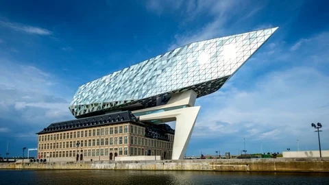 Port authority house (Porthuis) designed by famous Zaha Hadid Architects Stock Footage