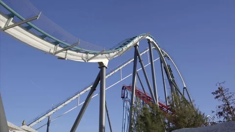 Port Aventura - Roller Coaster Stock Footage 81006560