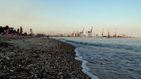 Port Beach evening waves Stock Footage 91338519