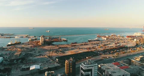Port of Beirut after explosion 4th of august Stock Footage 147333003