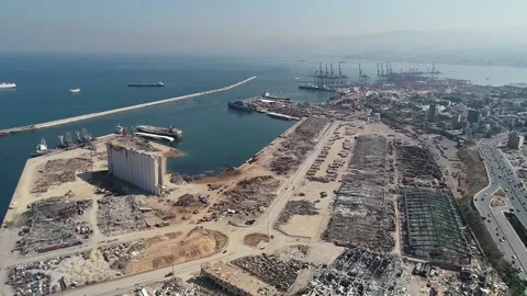 Port of Beirut after the explosion Stock Footage 145158151