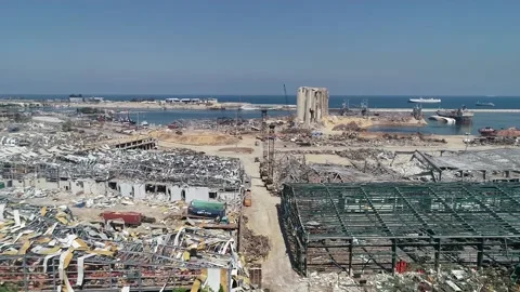 Port of Beirut after the explosion Stock Footage 145158277