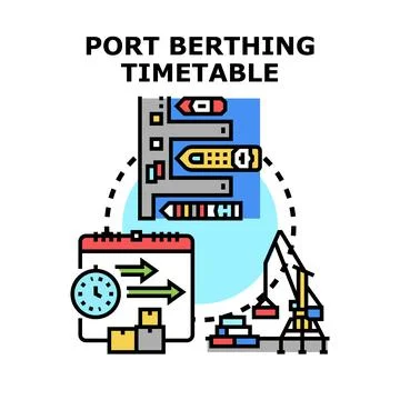 Port berthing timetable for cargo ships Stock Illustration