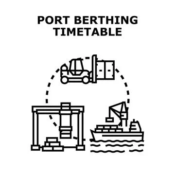 Port berthing timetable planning cargo logistics operations Stock Illustration