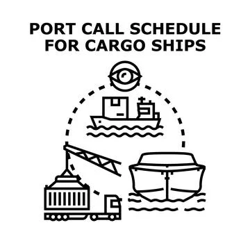 Port call schedule for global cargo shipping logistics Stock Illustration