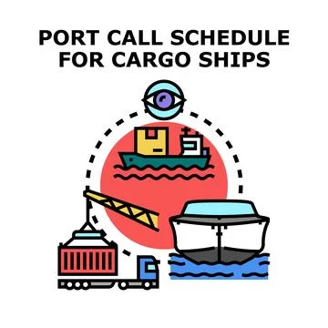 Port call schedule for global cargo shipping logistics Stock Illustration