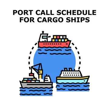 Port call schedule for global cargo shipping logistics concept Stock Illustration