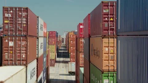 Port cargo container logistics supply chain Video stock 225902262