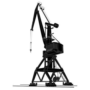 Port cargo crane silhouette Isolated vector for design. Illustrazione stock