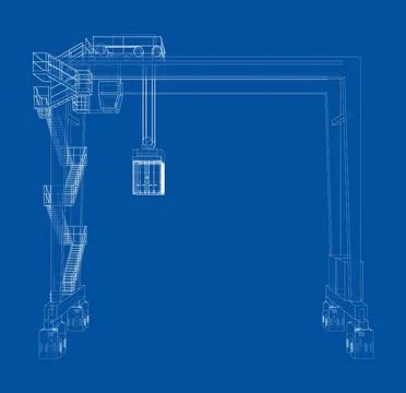 Port cargo crane. Vector Illustrazione stock