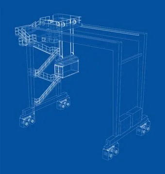 Port cargo crane. Vector Illustrazione stock