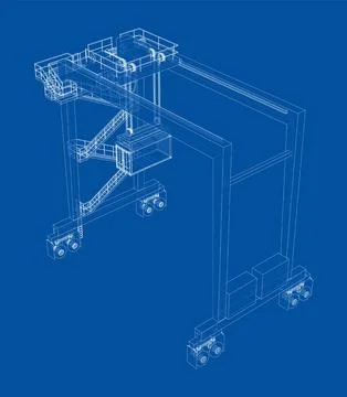 Port cargo crane. Vector Illustrazione stock