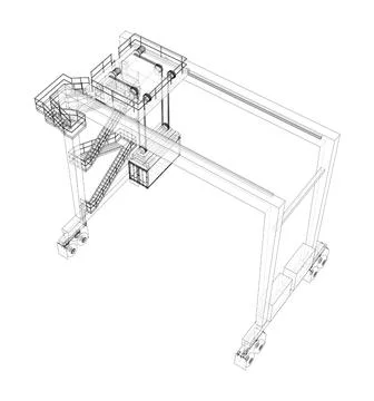 Port cargo crane. Vector Illustrazione stock
